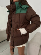 Cift Colorful Kapsonlu Brown Green Mont