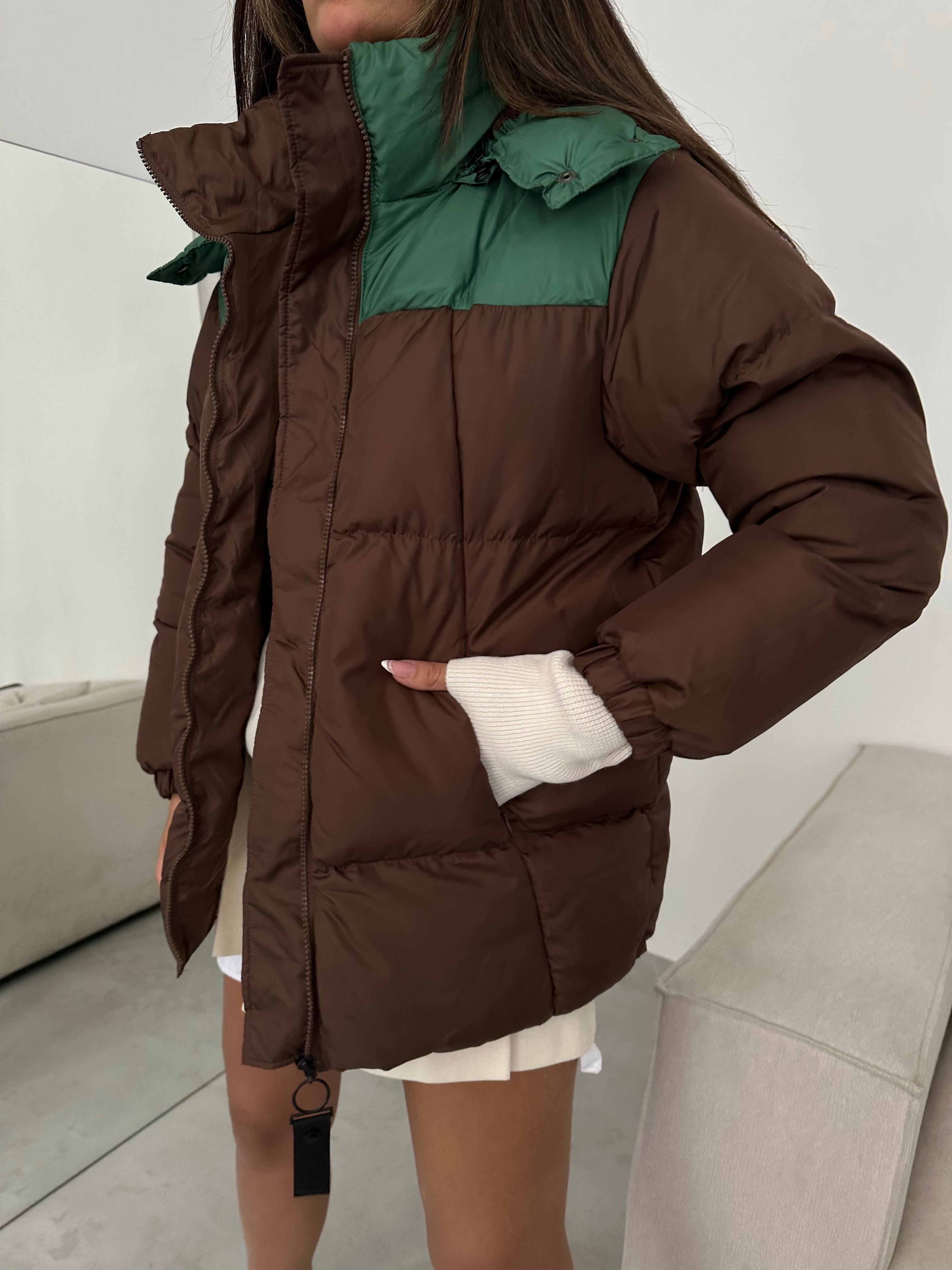 Cift Colorful Kapsonlu Brown Green Mont