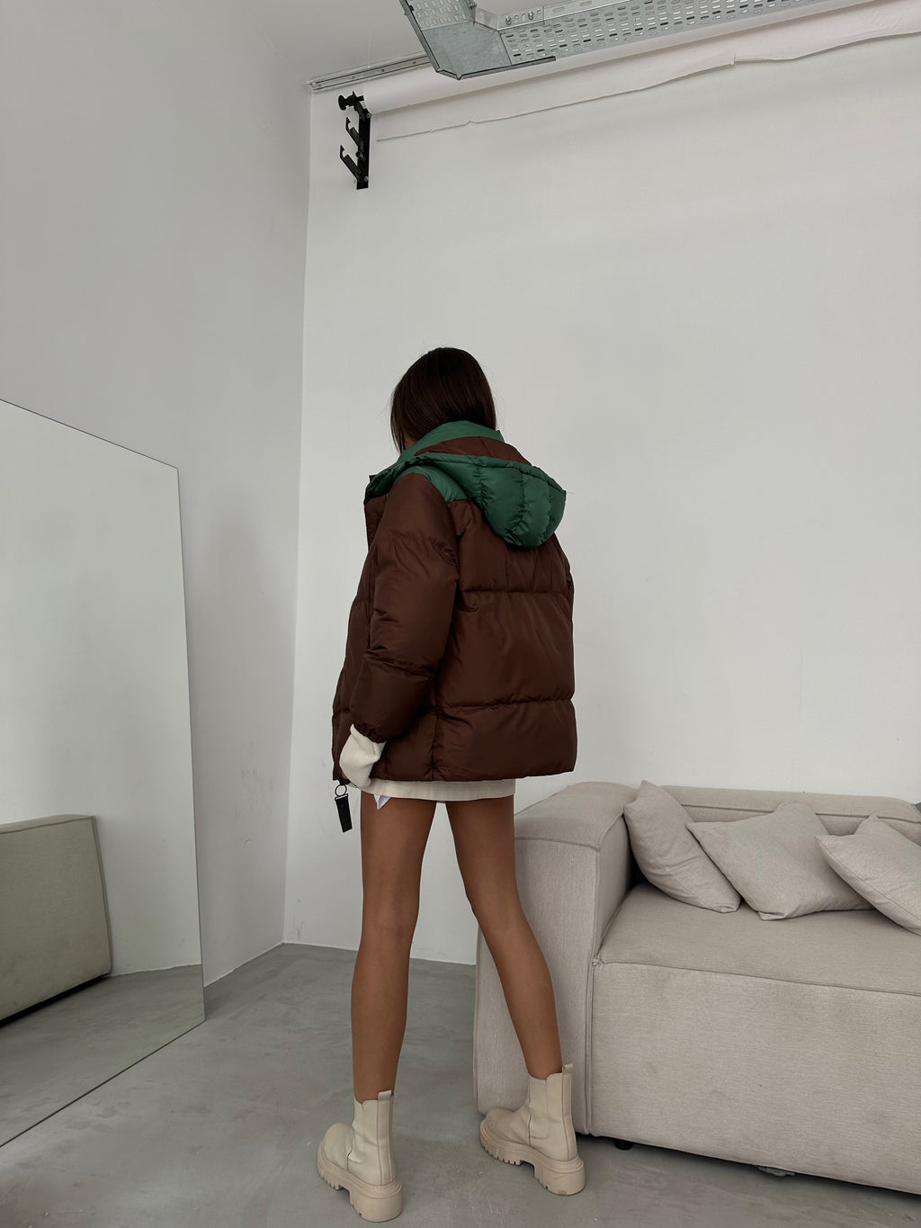 Cift Colorful Kapsonlu Brown Green Mont