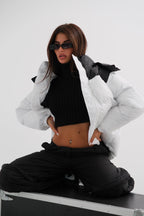 Two-Tone Hooded Black White Coat