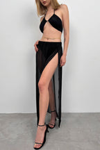 Double Slit Patterned Black Pareo