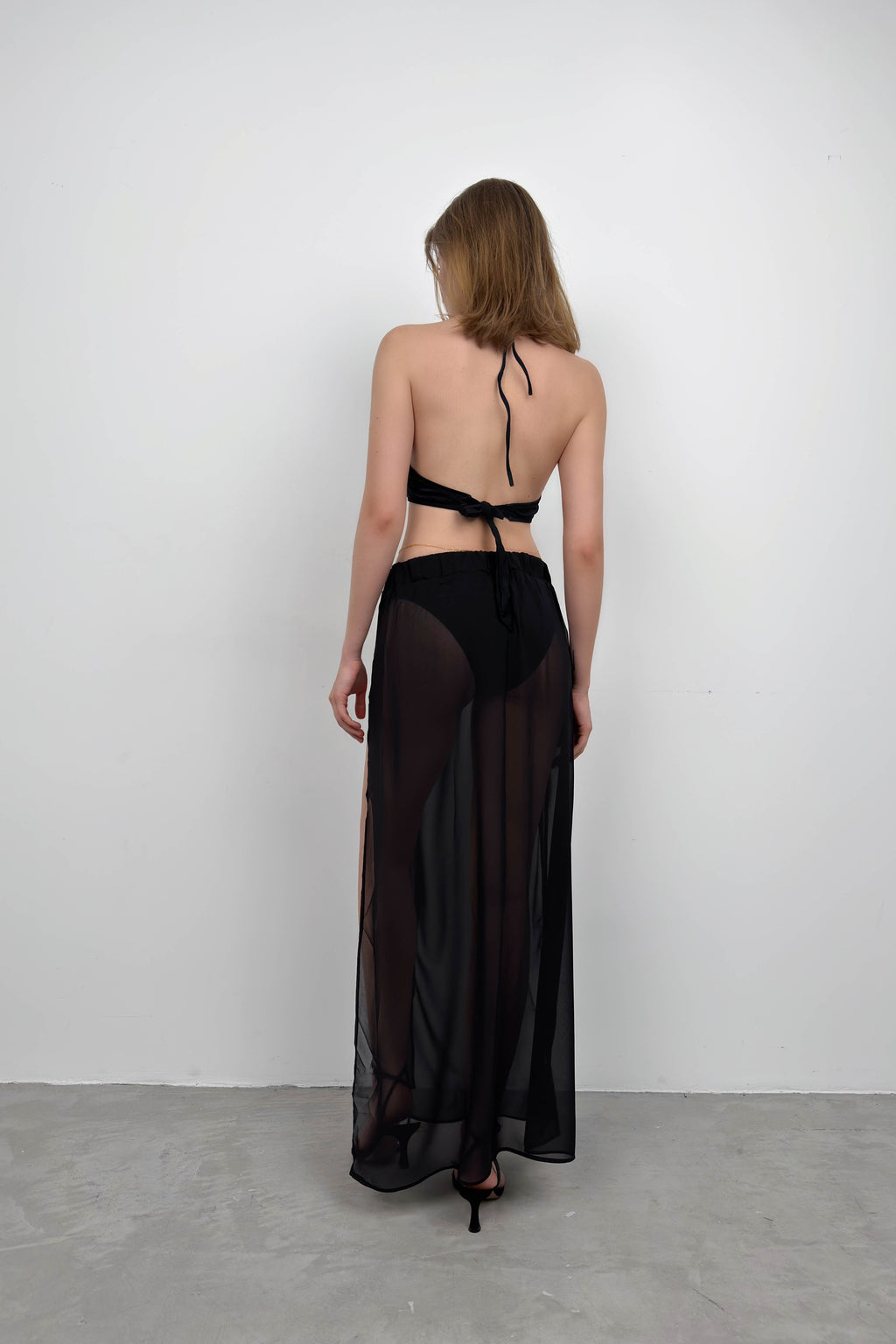 Double Slit Patterned Black Pareo