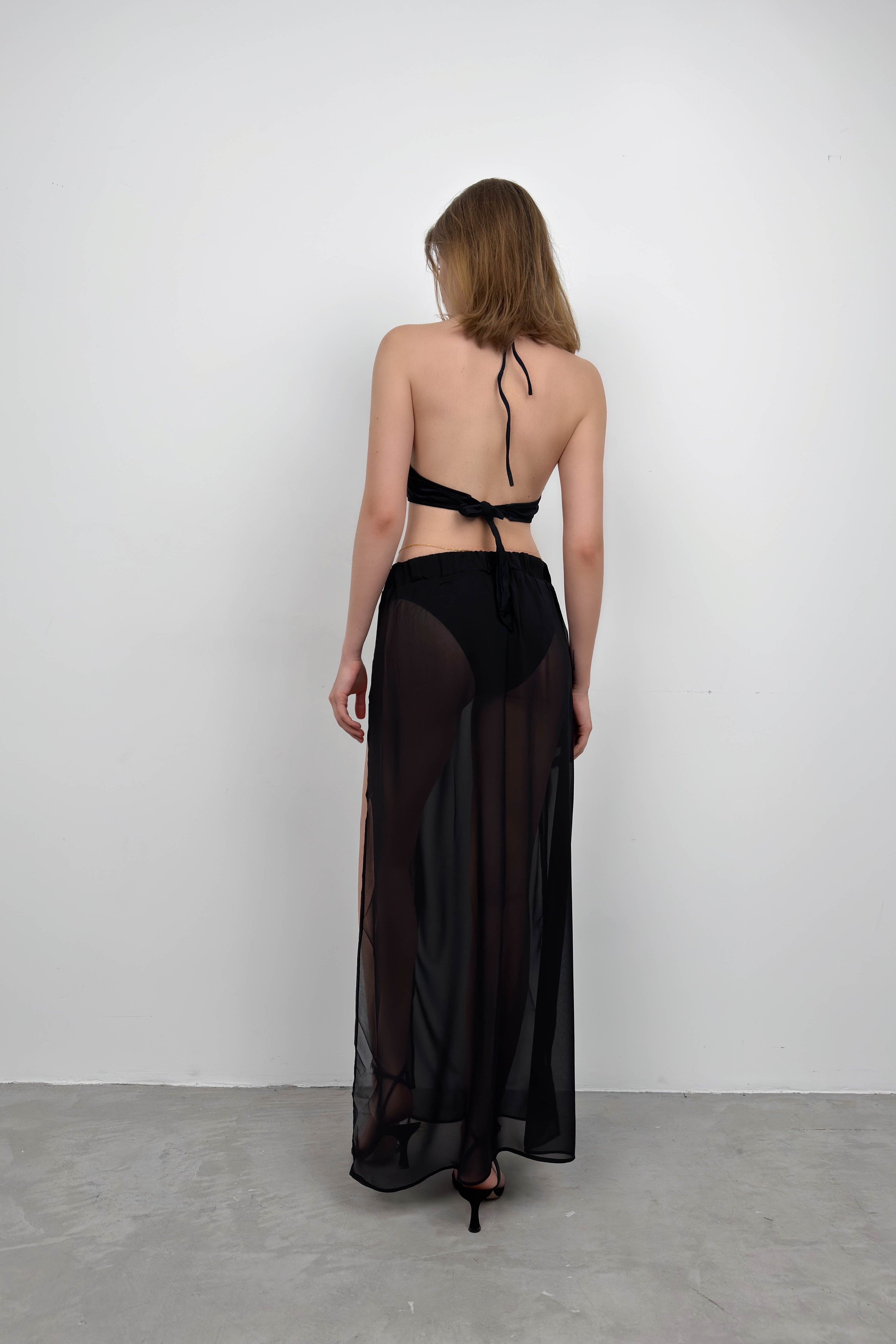 Double Slit Patterned Black Pareo