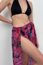 Double Slit Patterned Fuchsia Pareo