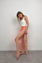 Double Slit Patterned Orange Pareo