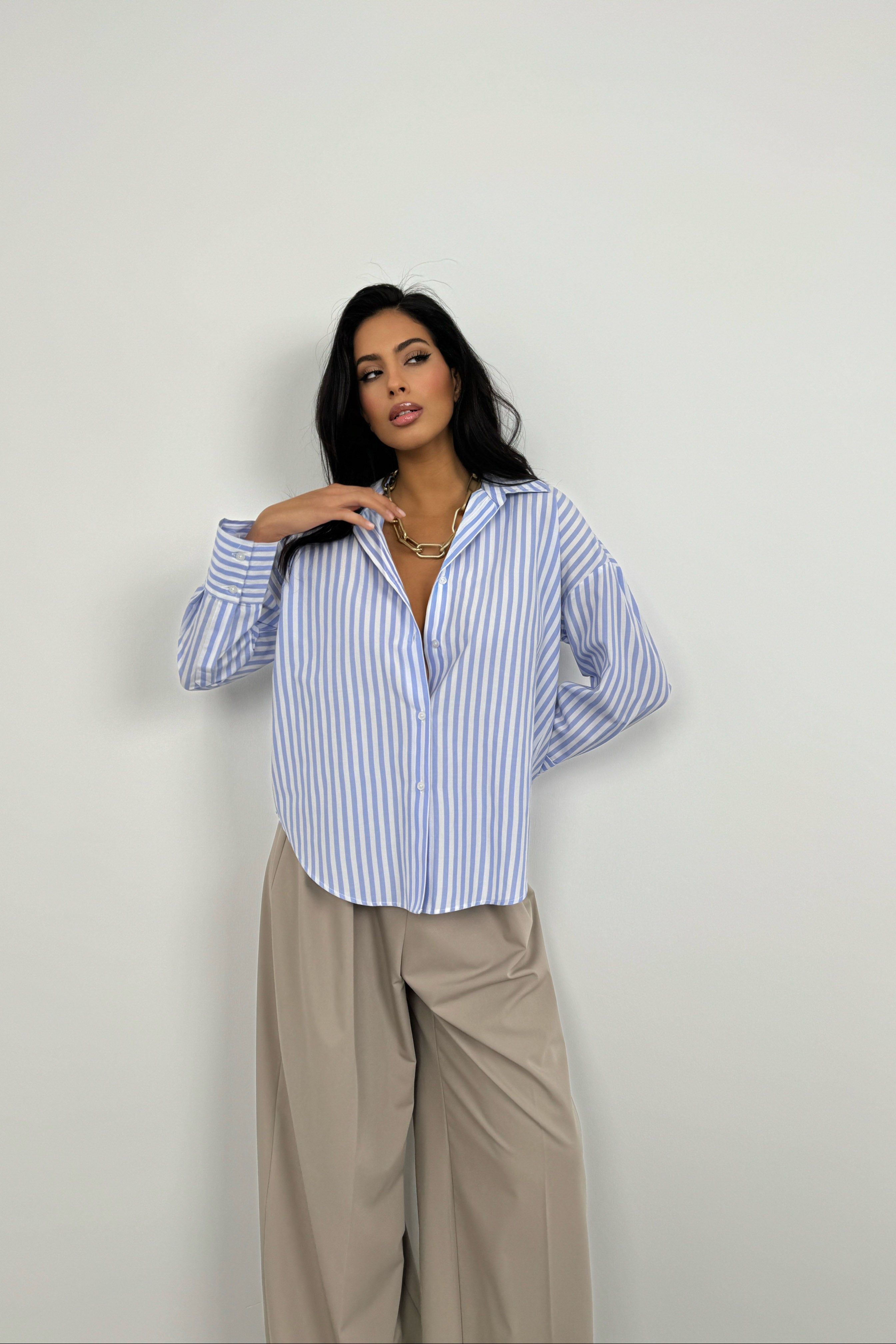 Striped Light Blue Oversize Shirt