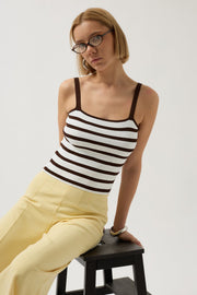 Striped Strappy White-Brown Blouse