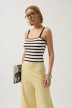 Striped Strappy White-Brown Blouse
