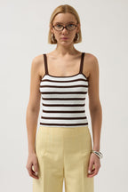 Striped Strappy White-Brown Blouse