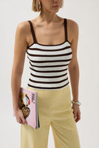 Striped Strappy White-Brown Blouse