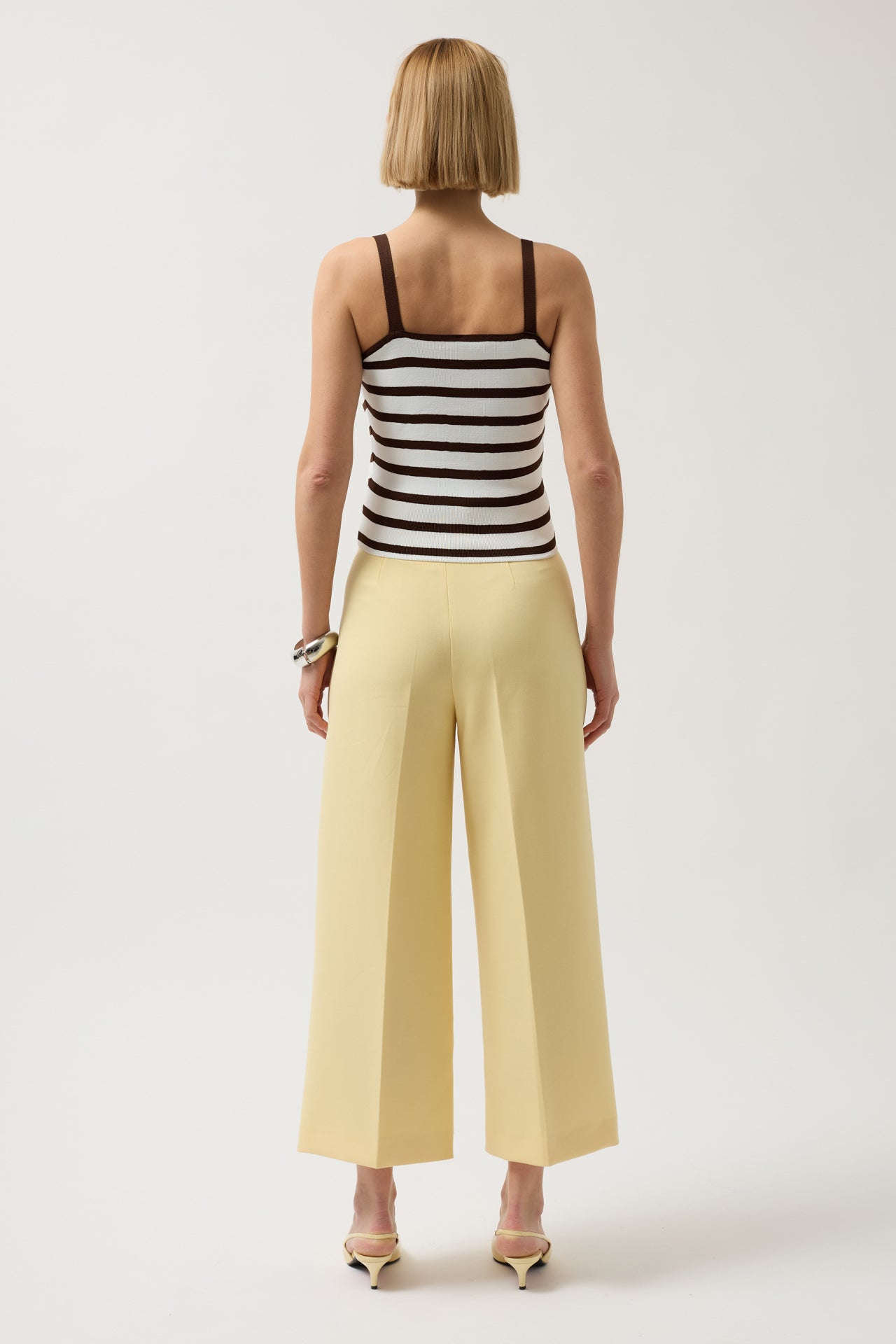 Striped Strappy White-Brown Blouse