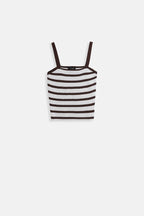 Striped Strappy White-Brown Blouse