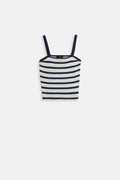 Striped Strappy White-Navy Blouse