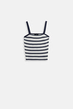 Striped Strappy White-Navy Blouse