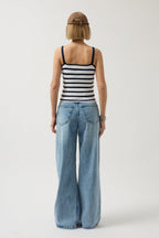 Striped Strappy White-Navy Blouse