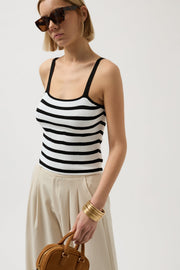 Striped Strappy White-Black Blouse