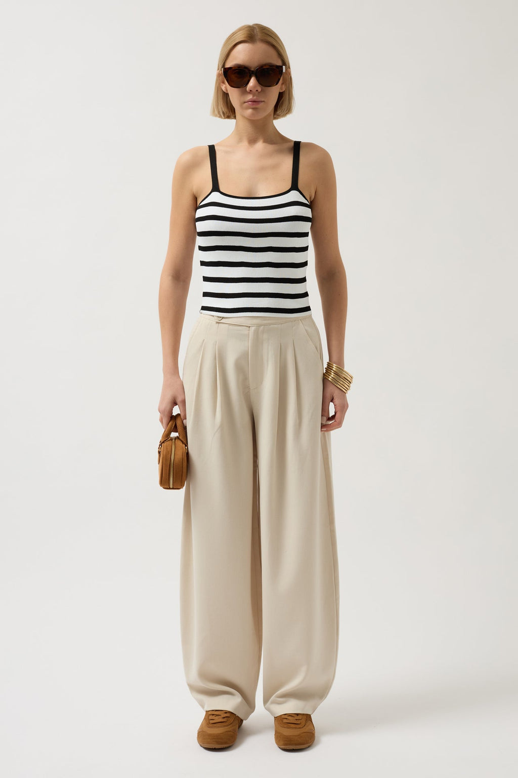 Striped Strappy White-Black Blouse