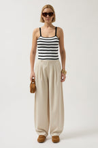 Striped Strappy White-Black Blouse