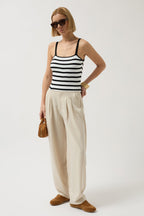 Striped Strappy White-Black Blouse