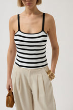 Striped Strappy White-Black Blouse