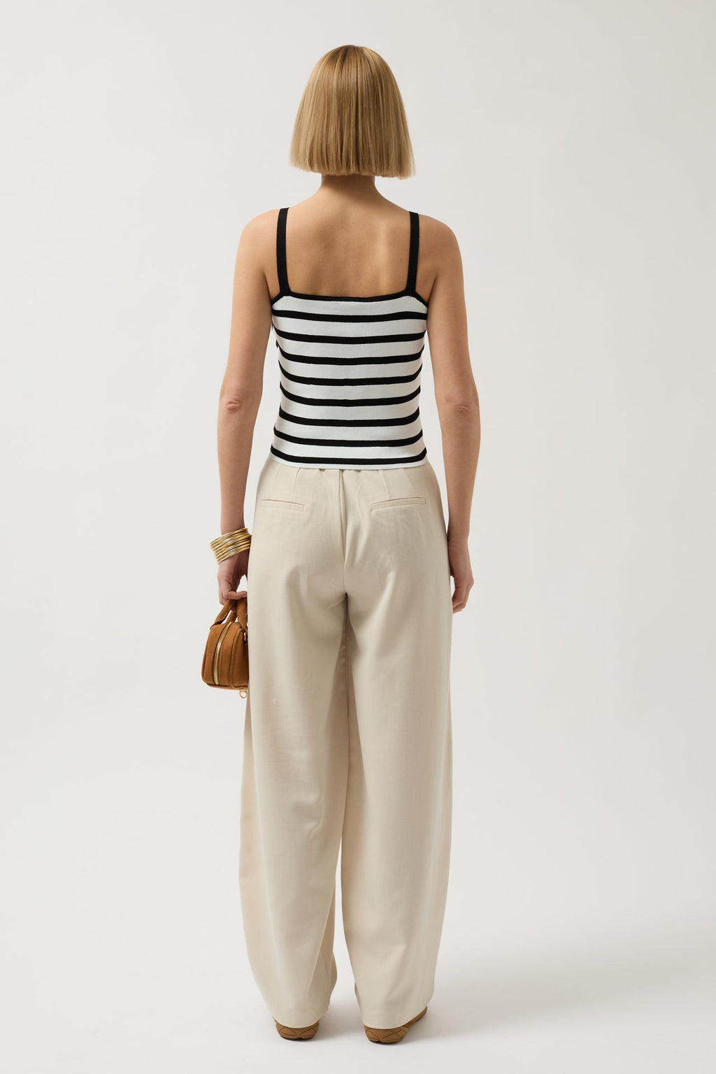 Striped Strappy White-Black Blouse