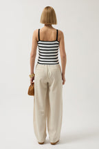 Striped Strappy White-Black Blouse