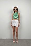 Striped Basic Green Crop Top