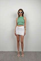 Striped Basic Green Crop Top