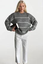 Striped Basic Grey Knit Sweater