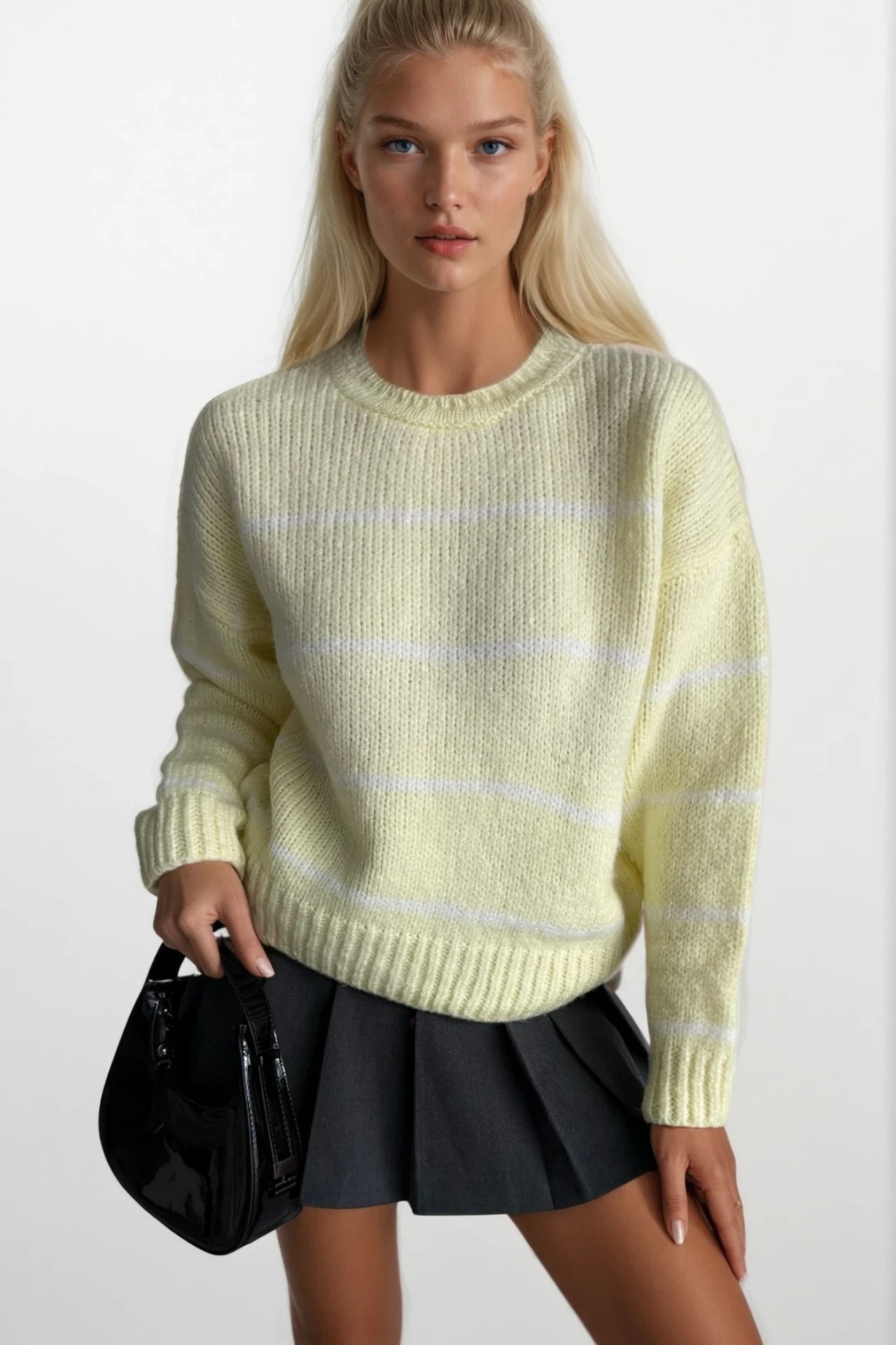 Striped Basic Yellow Knit Sweater