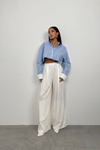 Striped Blue Crop Shirt