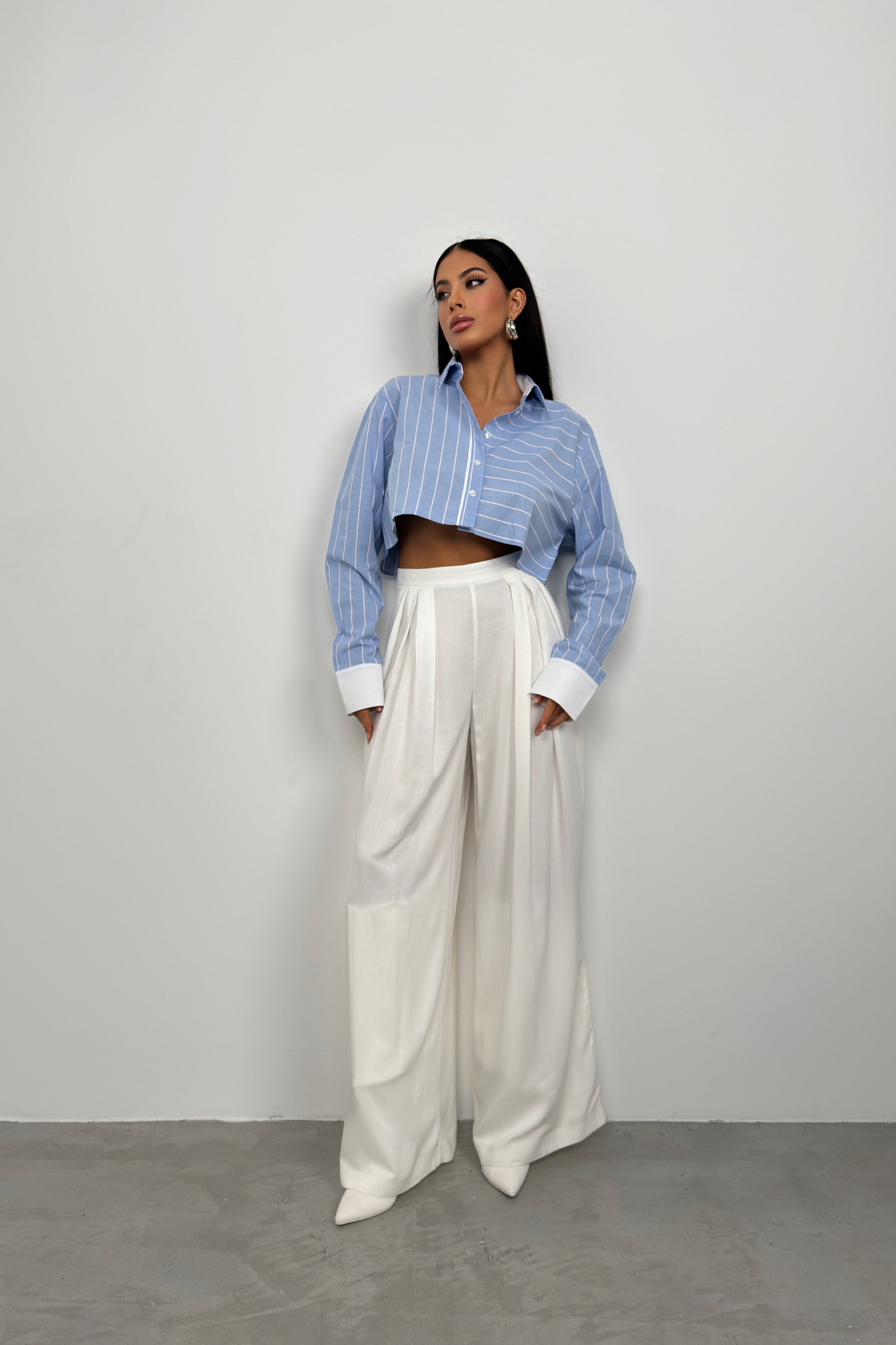 Striped Blue Crop Shirt