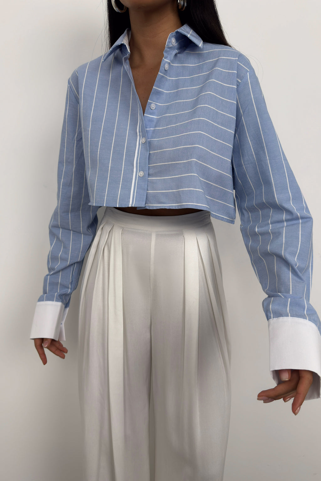 Striped Blue Crop Shirt