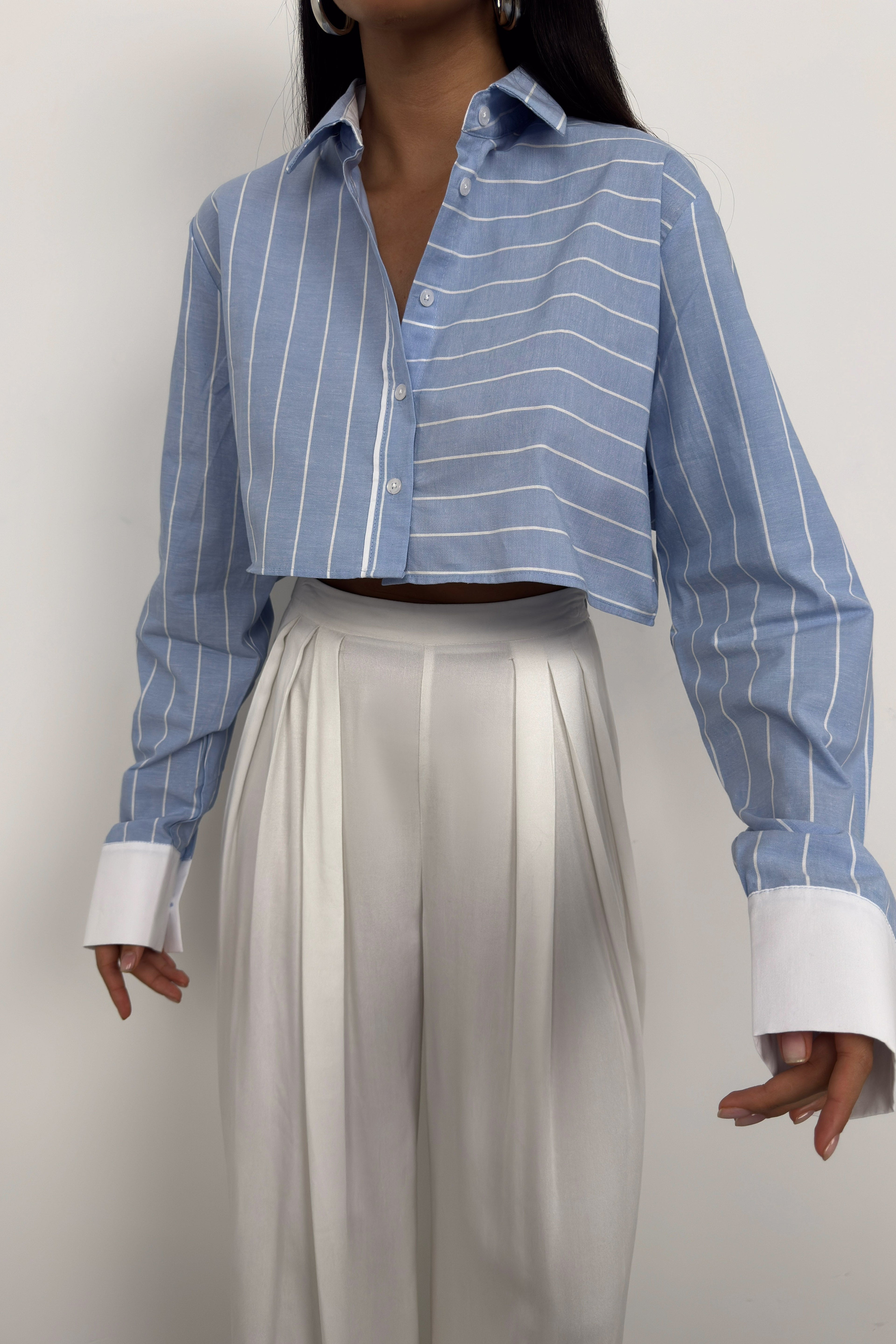 Striped Blue Crop Shirt