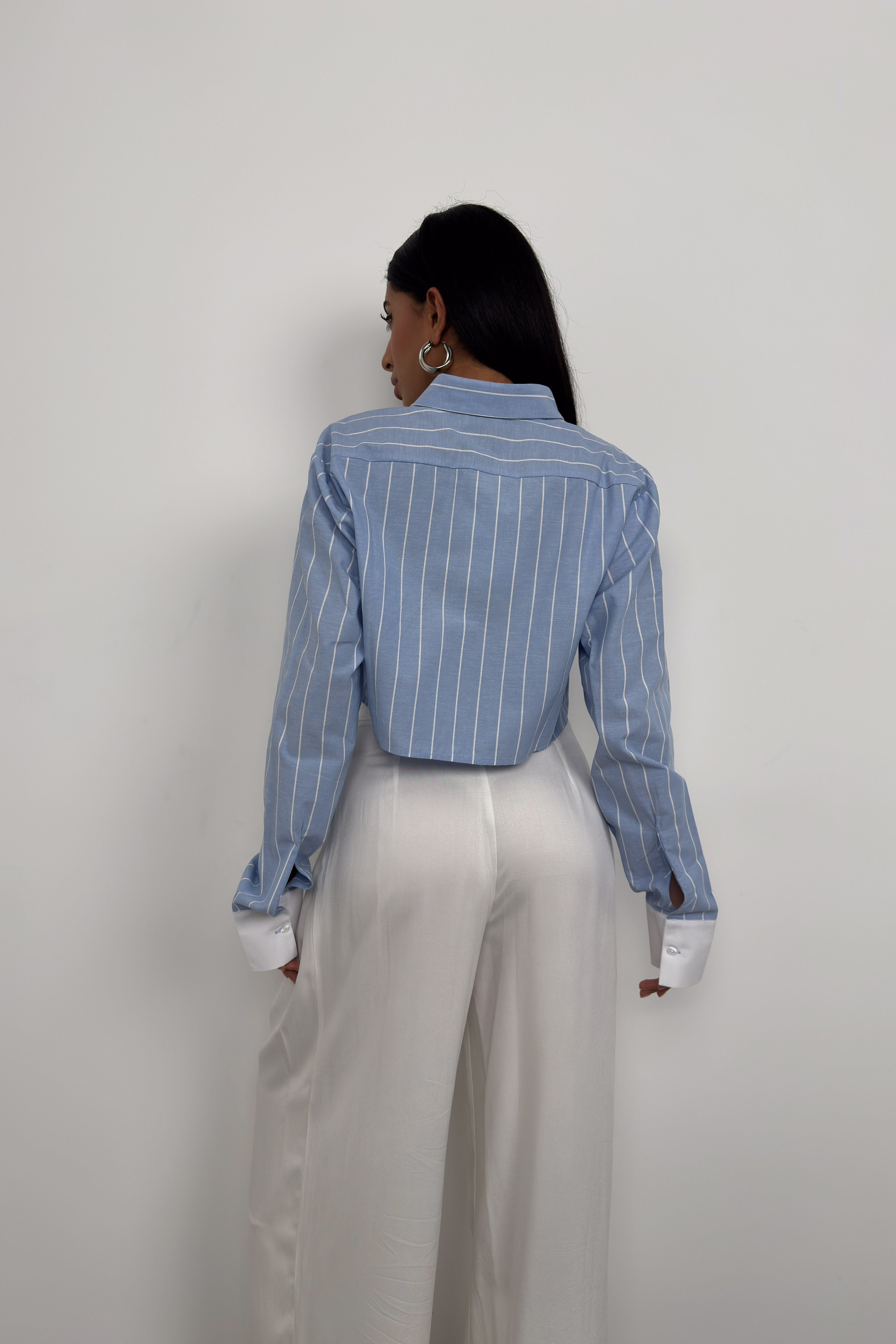 Striped Blue Crop Shirt