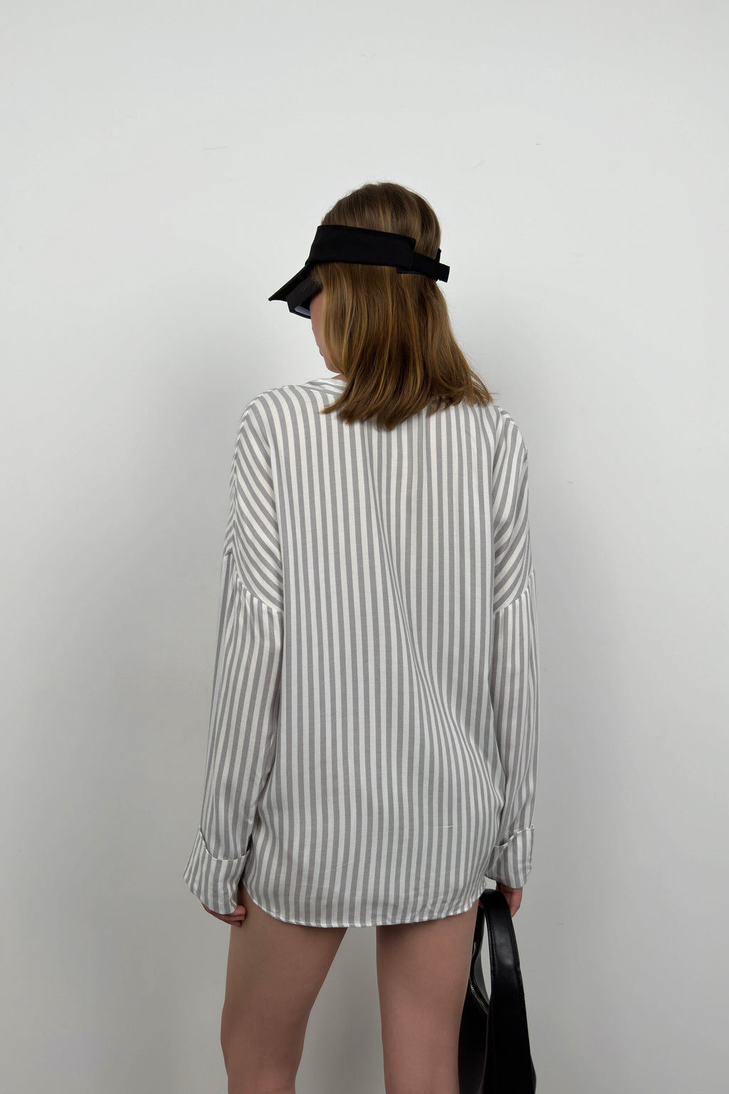 Striped Shirt Gray Shorts Set