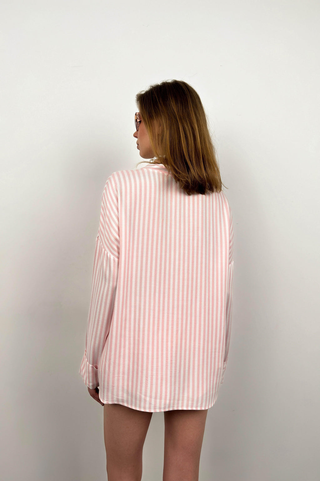 Striped Shirt Pink Shorts Set