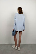 Striped Shirt Blue Shorts Set