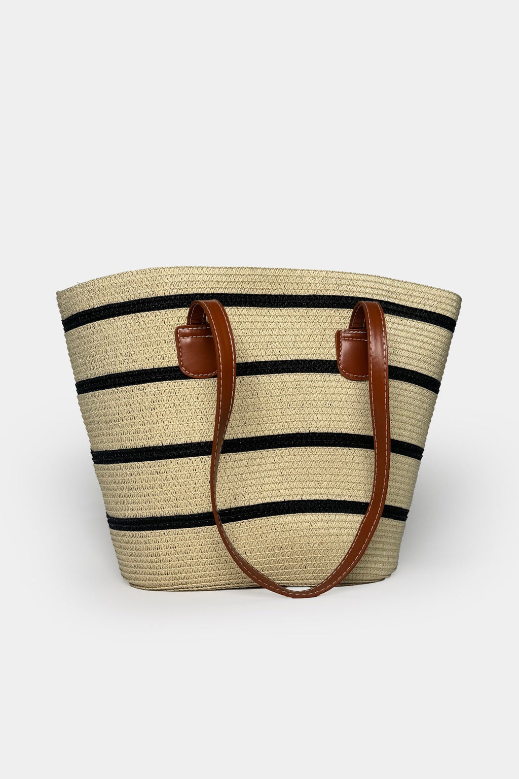 Striped Straw Beige Bag