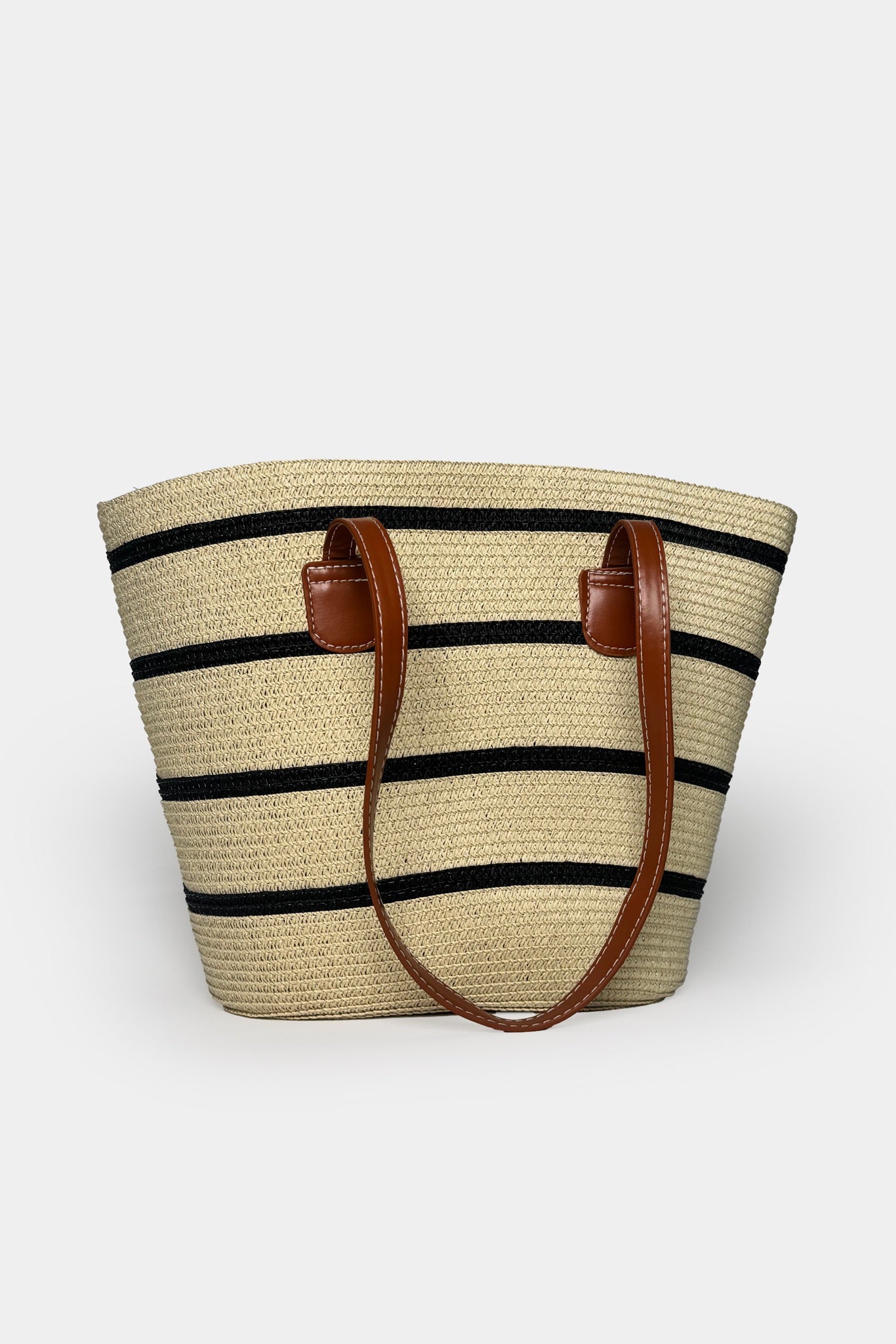Striped Straw Beige Bag