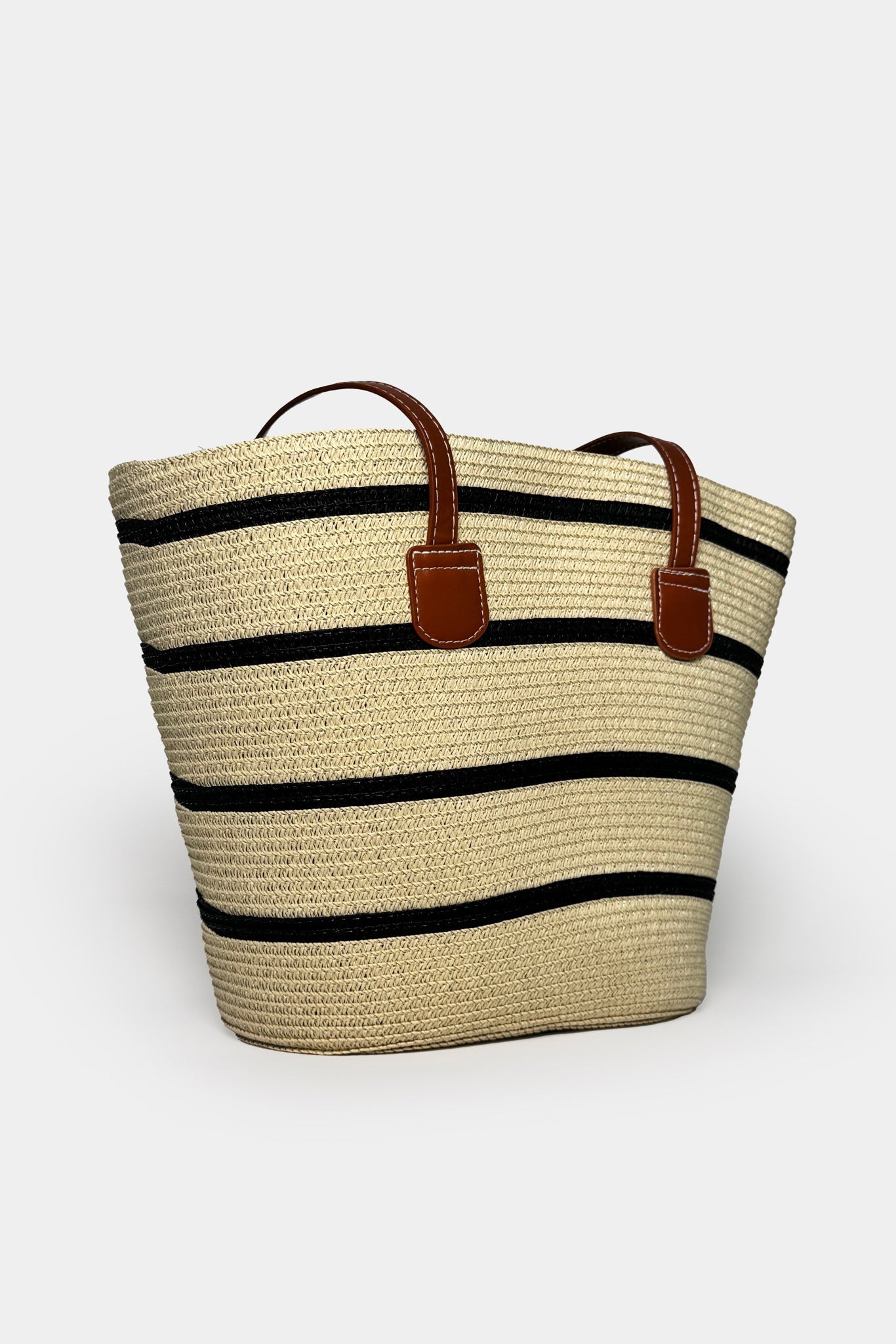 Striped Straw Beige Bag