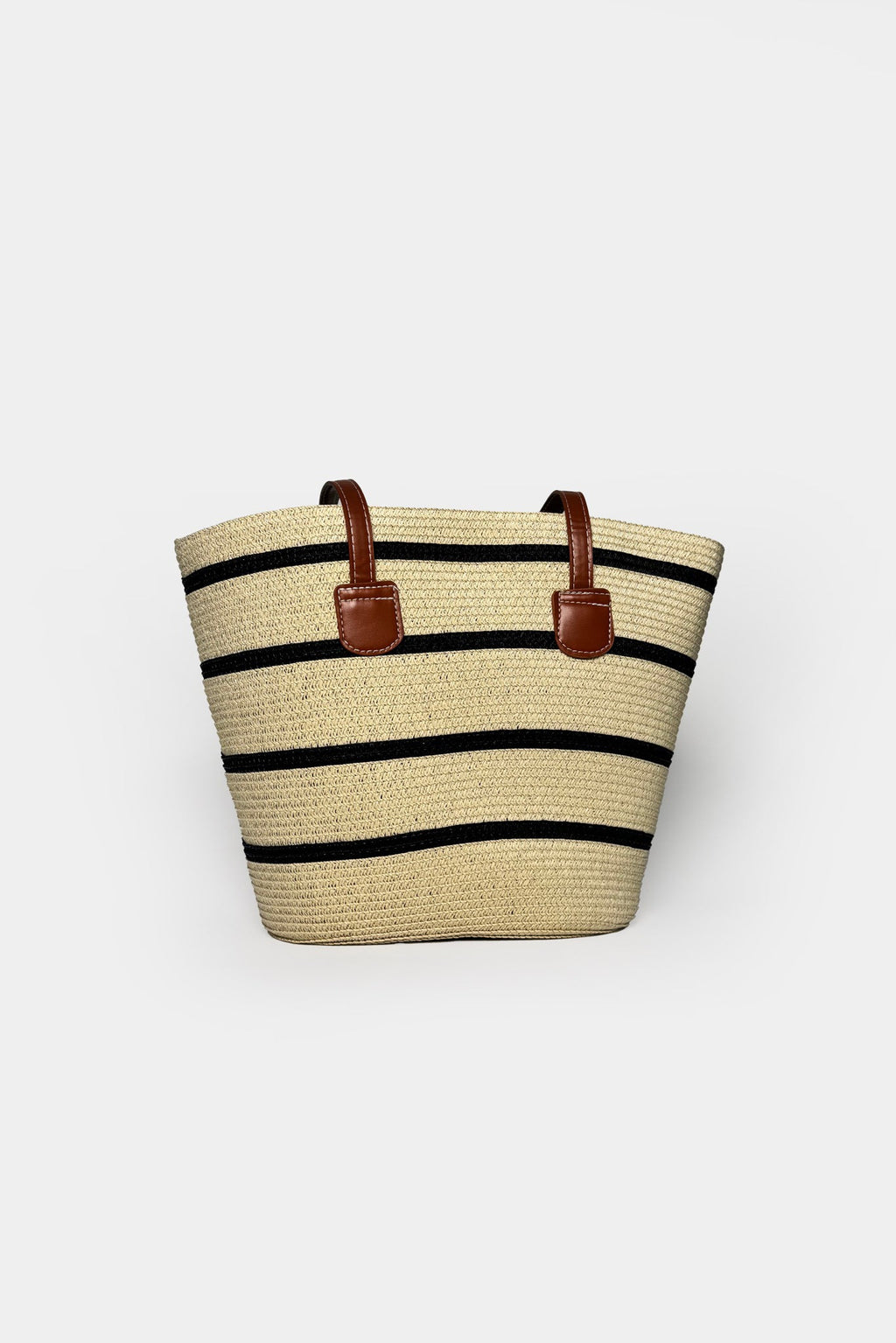 Striped Straw Beige Bag
