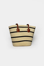 Striped Straw Beige Bag