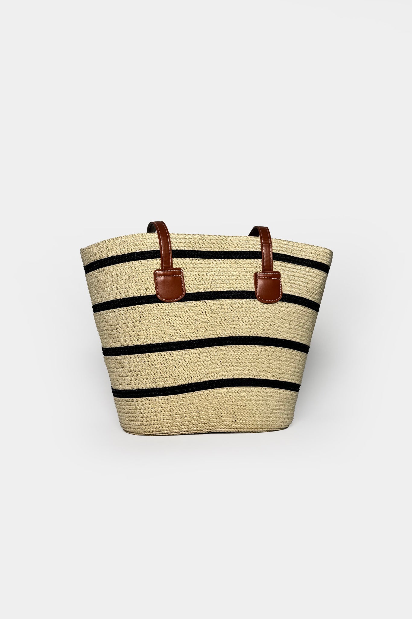 Striped Straw Beige Bag