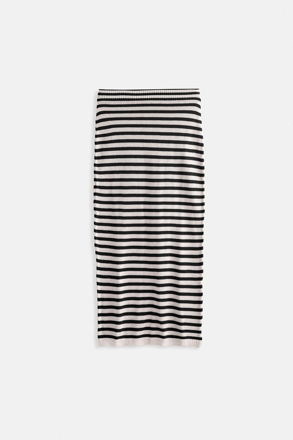 Striped Textured Midi White-Black Skirt