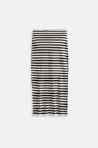 Striped Textured Midi White-Black Skirt