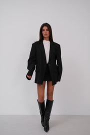 Striped Oversized Blazer Black Jacket
