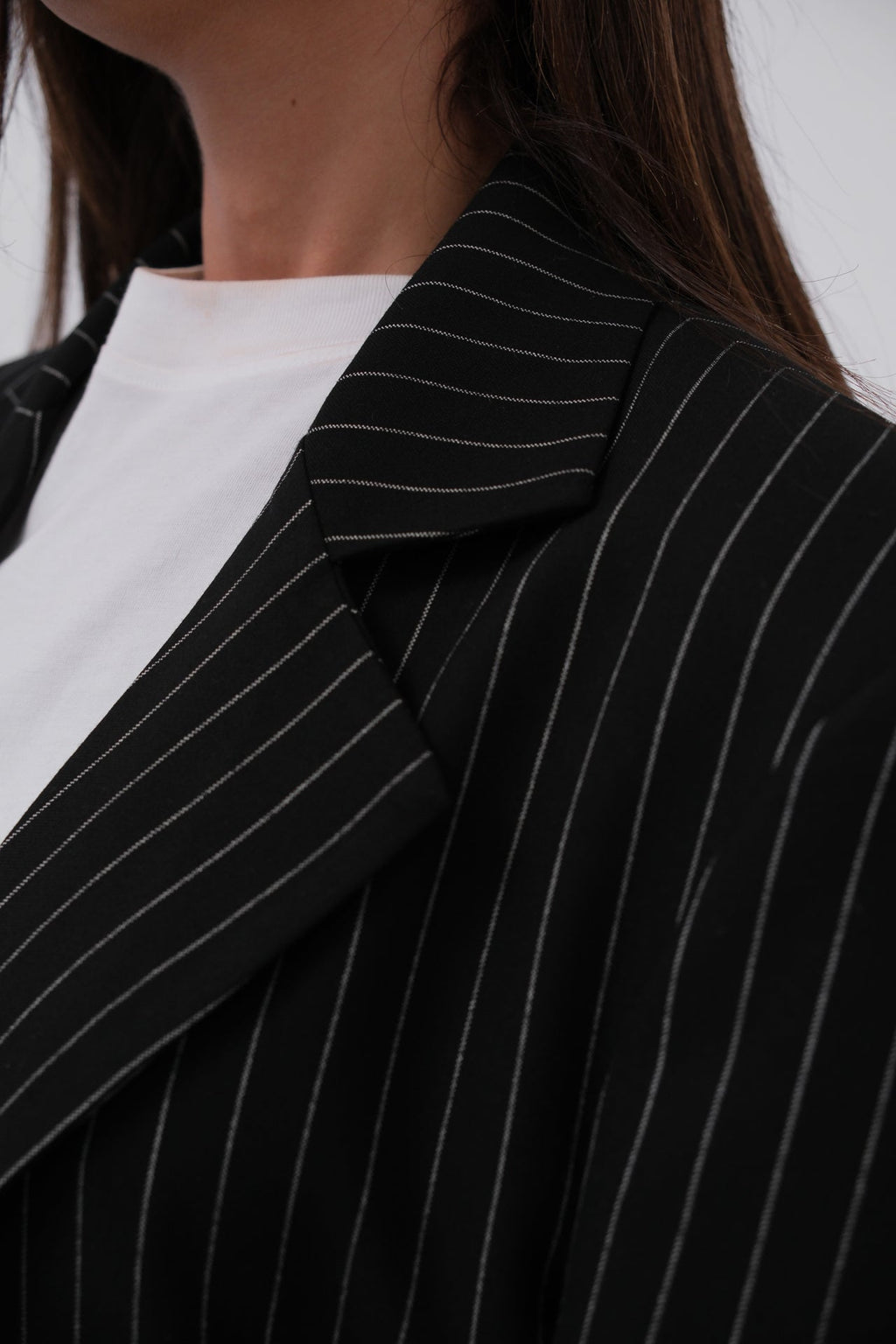 Striped Oversize Blazer Black Jacket