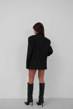 Striped Oversize Blazer Black Jacket