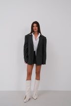Striped Oversize Blazer Gray Jacket